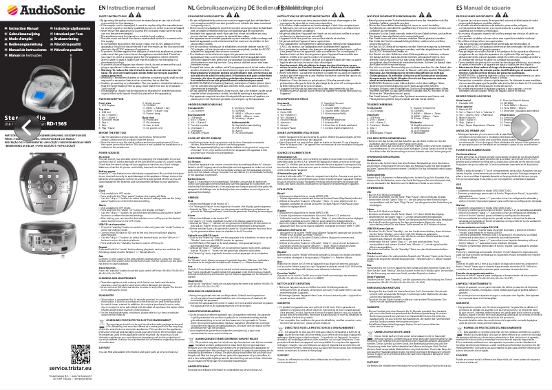 Page 1 de la notice Manuel utilisateur TriStar RD-1565