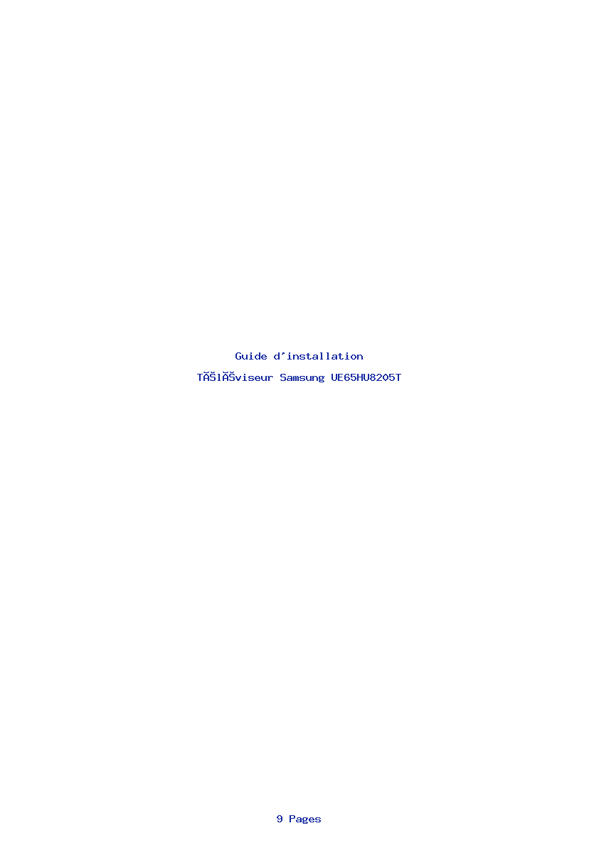 Page 1 de la notice Guide d'installation Samsung UE65HU8205T