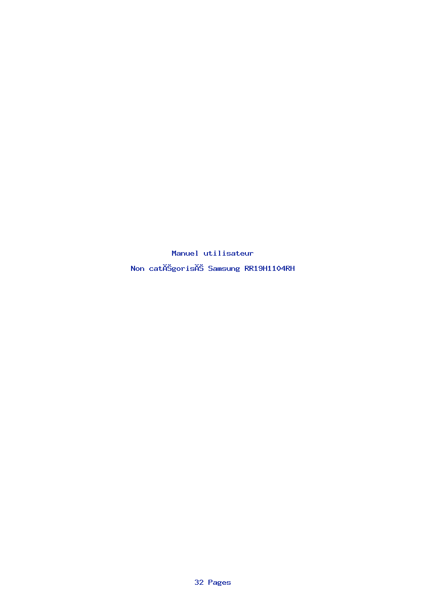 Page 1 de la notice Manuel utilisateur Samsung RR19H1104RH