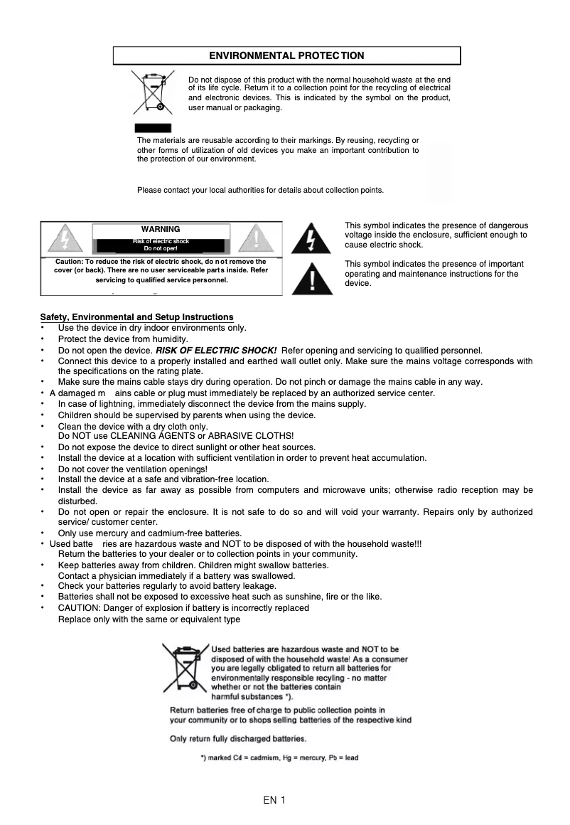 Page 1 de la notice Manuel utilisateur Soundmaster IR4000WE
