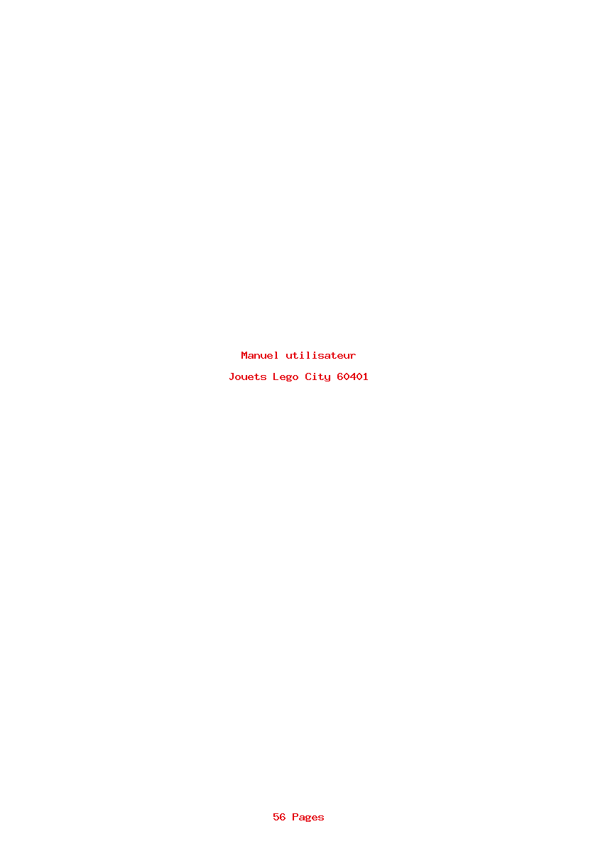Page 1 de la notice Manuel utilisateur Lego City 60401