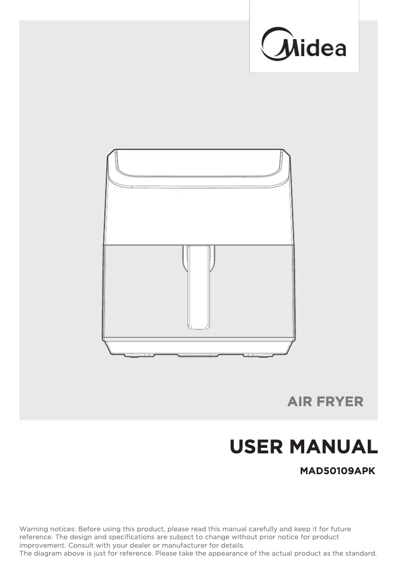 Page 1 de la notice Manuel utilisateur Midea MAD50109APK