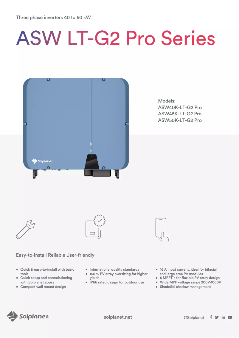 Página 1 del manual Ficha técnica Solplanet ASW45K-LT-G2 Pro