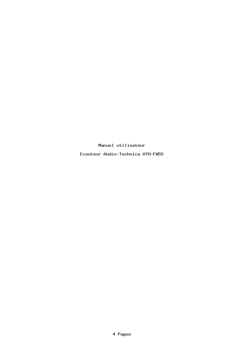 Page 1 de la notice Manuel utilisateur Audio-Technica ATH-FW55