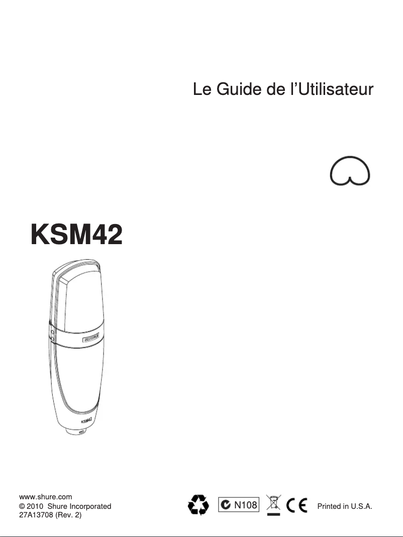 Page 1 de la notice Manuel utilisateur Shure KSM42