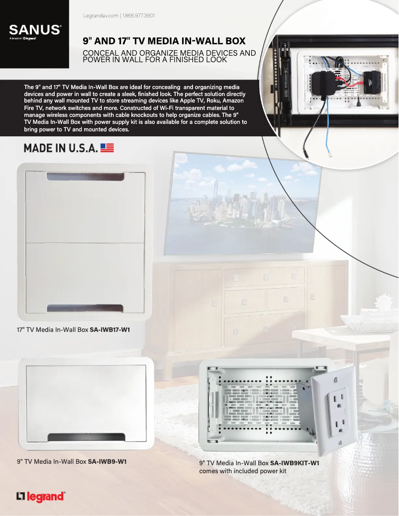 Page 1 de la notice Fiche technique Sanus SA-IWB9-W1