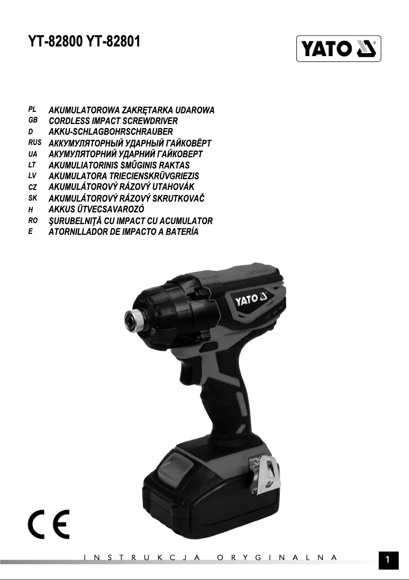 Page 1 de la notice Manuel utilisateur Yato YT-82801