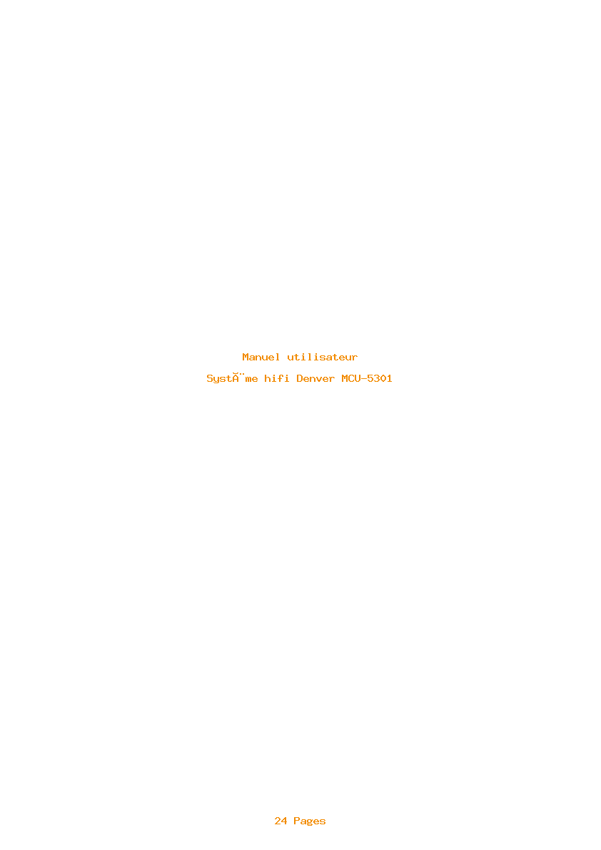 Page 1 de la notice Manuel utilisateur Denver MCU-5301