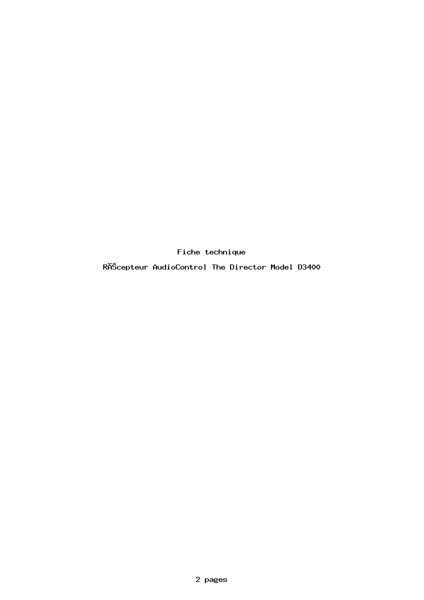 Page 1 de la notice Fiche technique AudioControl The Director Model D3400