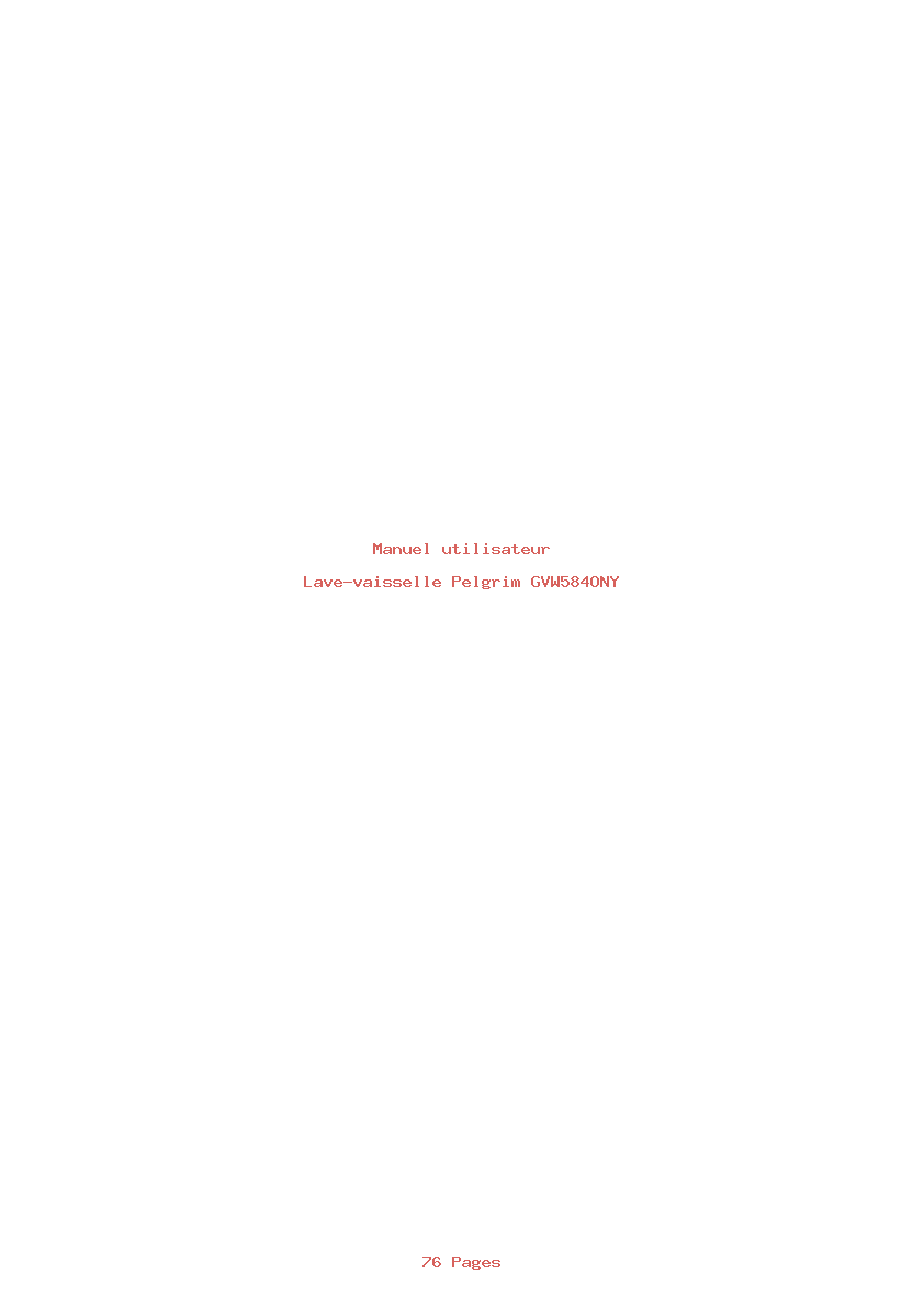 Page 1 de la notice Manuel utilisateur Pelgrim GVW584ONY