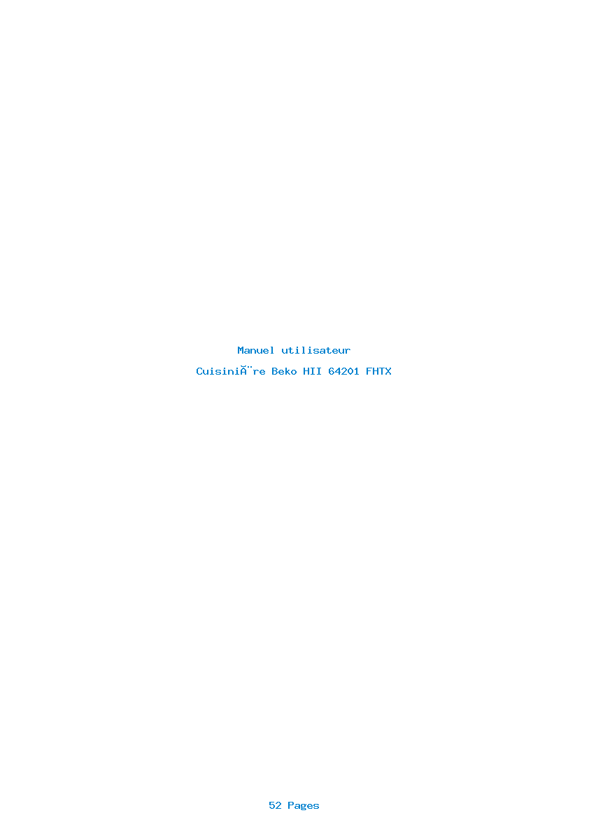 Page 1 de la notice Manuel utilisateur Beko HII 64201 FHTX