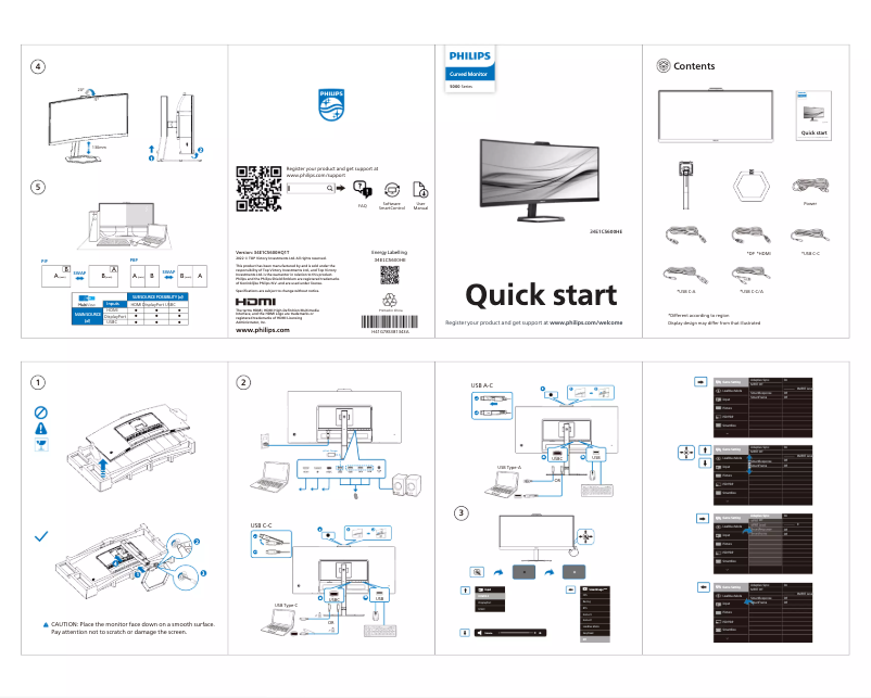 Page 1 of the manual Quick Start Guide Philips 34E1C5600HE