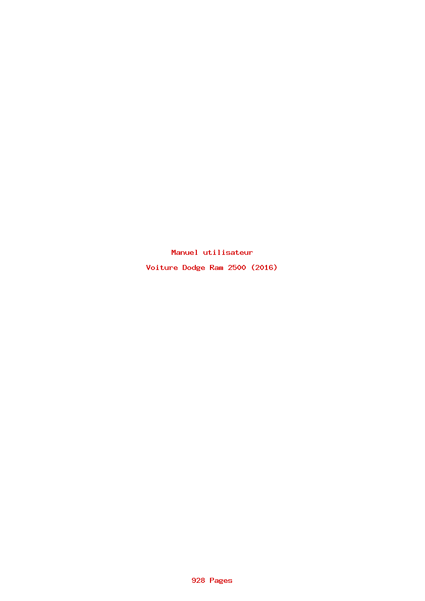 Page 1 de la notice Manuel utilisateur Dodge Ram 2500 (2016)