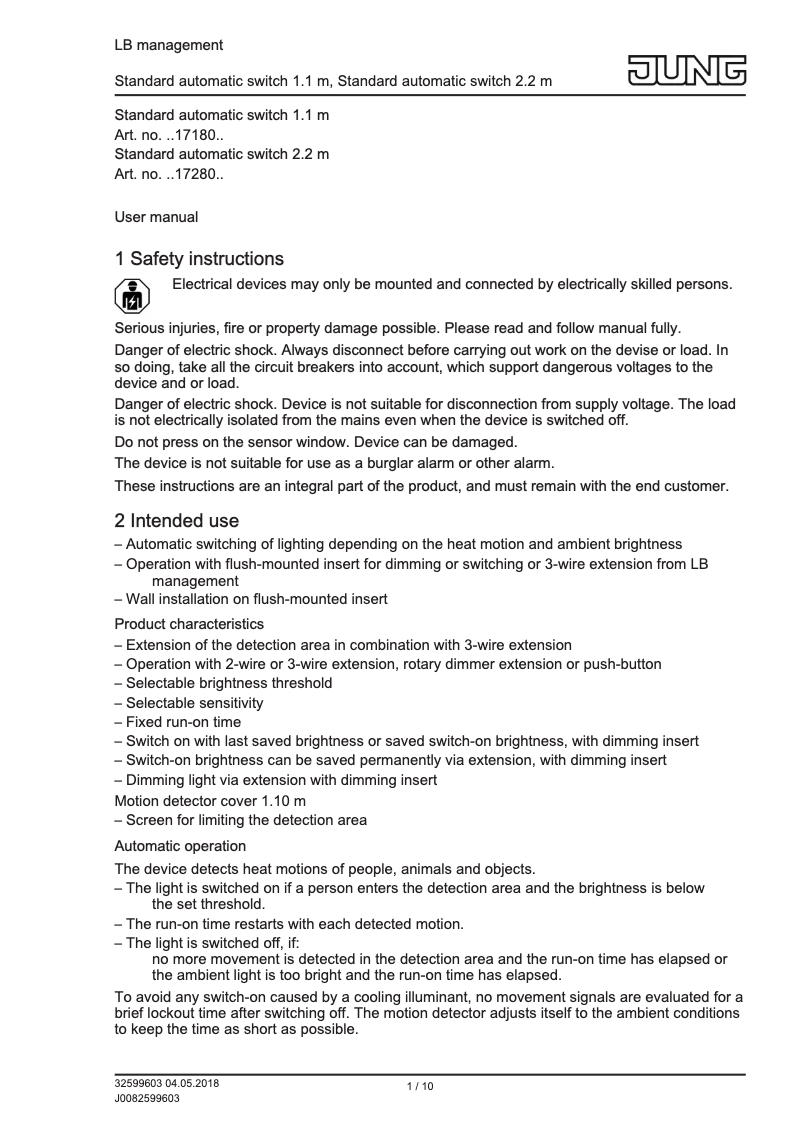 Página 1 del manual Manual de usuario JUNG CD1718