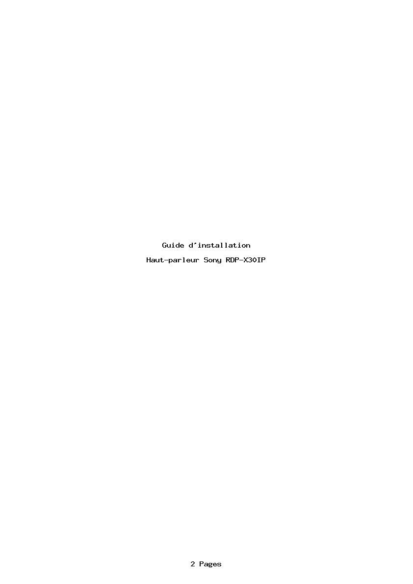 Page 1 de la notice Guide d'installation Sony RDP-X30IP