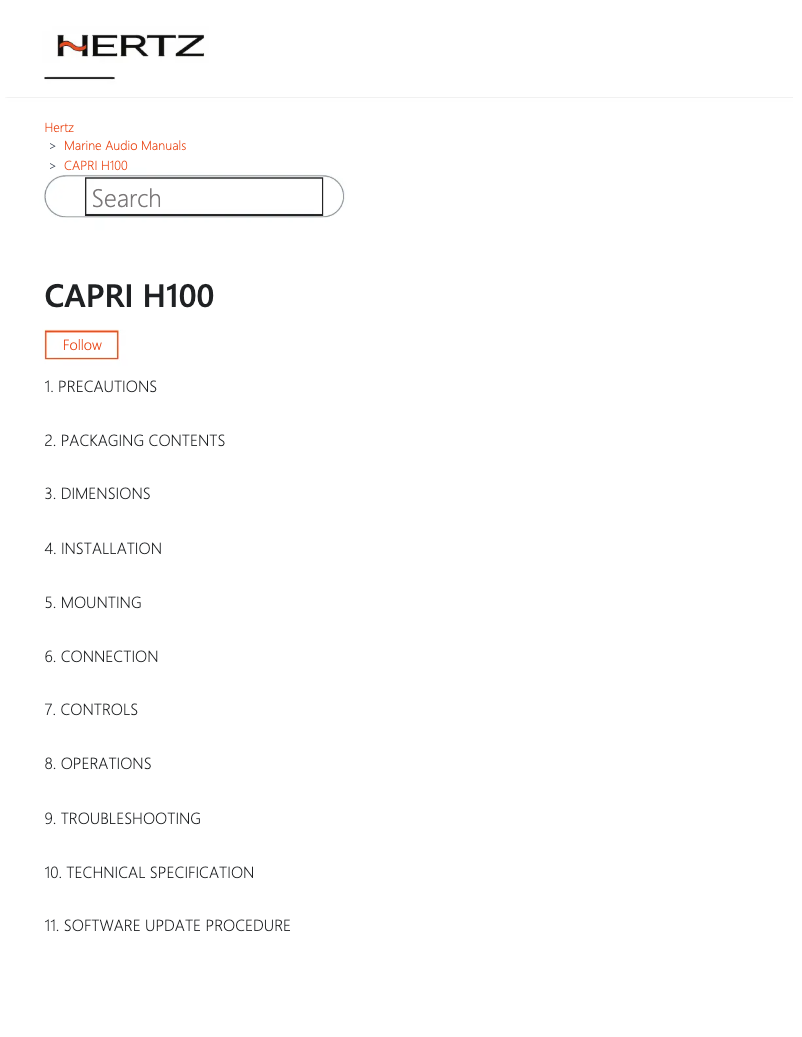 Page 1 de la notice Manuel utilisateur Hertz CAPRI H100