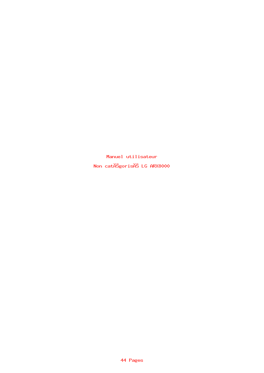 Page 1 de la notice Manuel utilisateur LG ARX8000