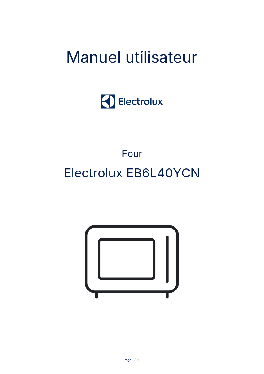 Page 1 de la notice Manuel utilisateur Electrolux EB6L40YCN