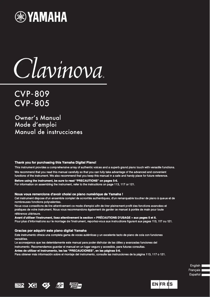 Page 1 de la notice Manuel utilisateur Yamaha Clavinova CVP-809
