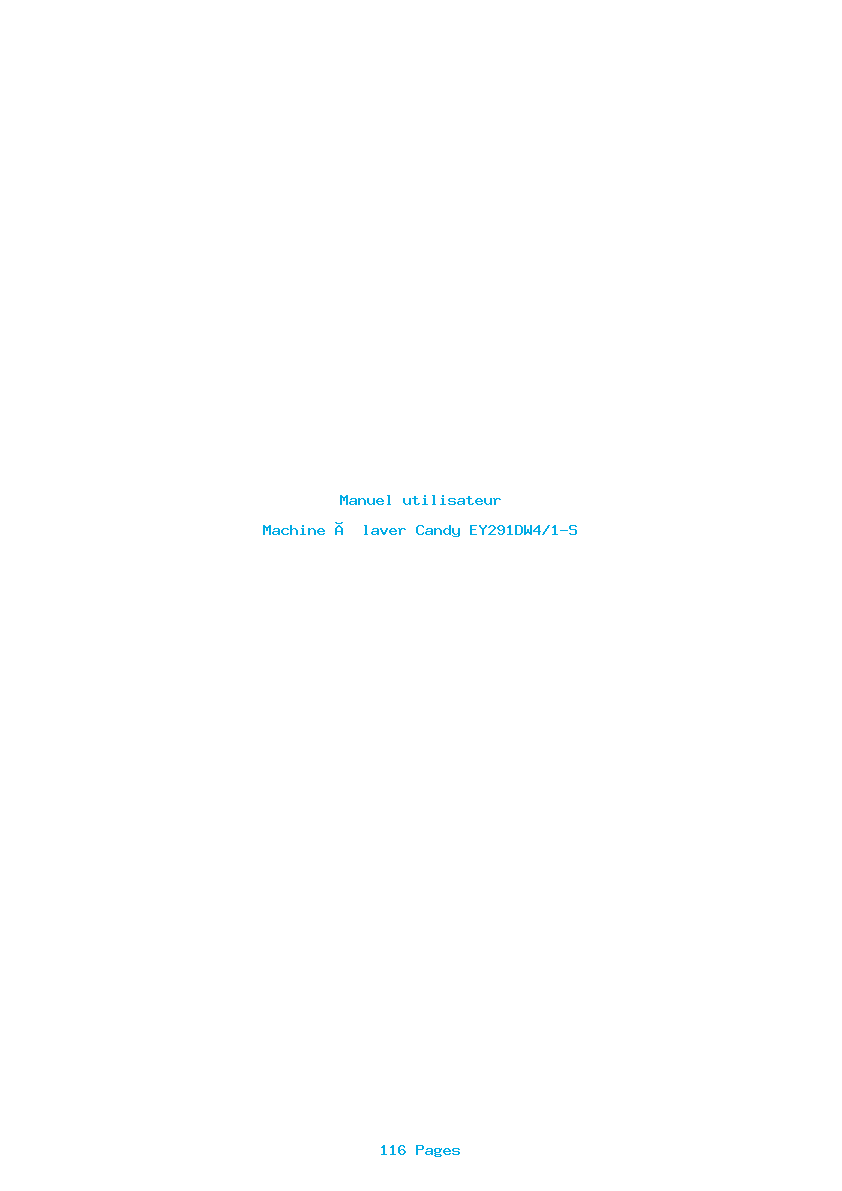 Page 1 de la notice Manuel utilisateur Candy EY291DW4/1-S
