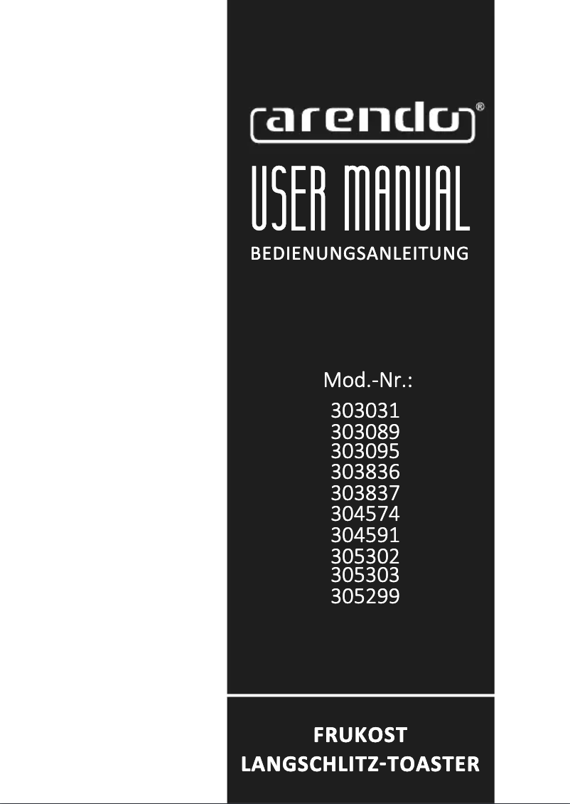Page 1 of the manual User Manual Arendo 303031