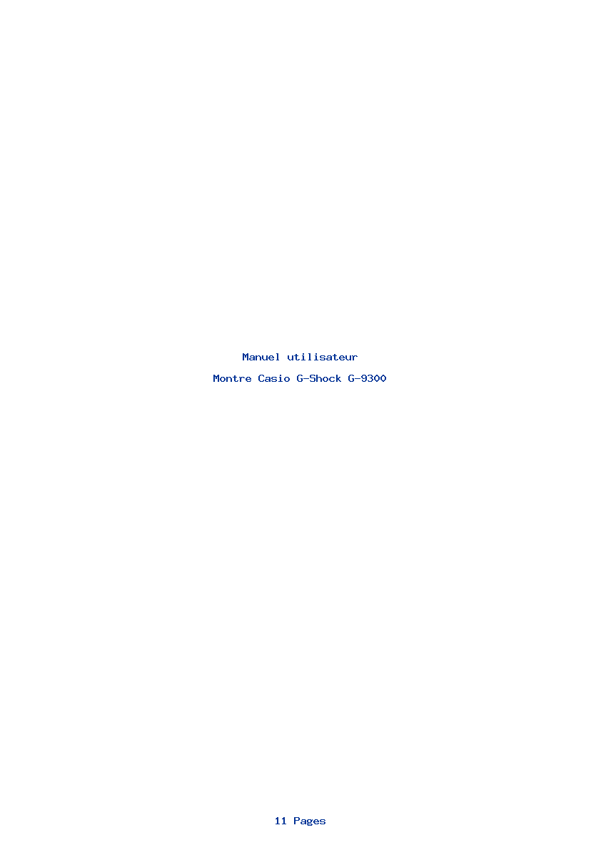 Page 1 de la notice Manuel utilisateur Casio G-Shock G-9300