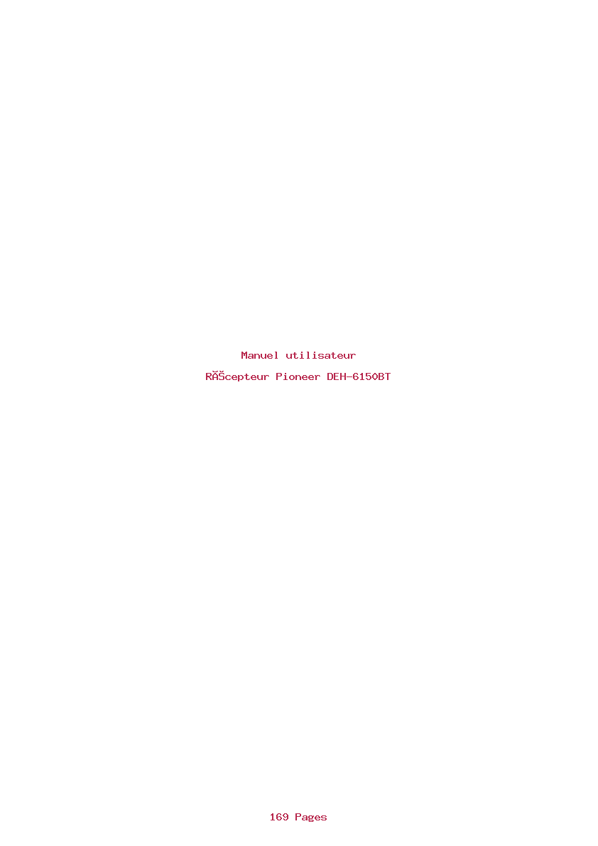 Page 1 de la notice Manuel utilisateur Pioneer DEH-6150BT