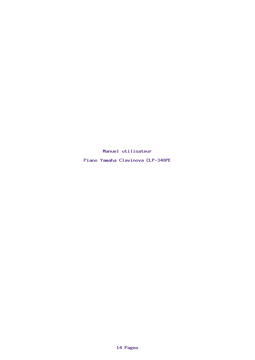 Page 1 de la notice Manuel utilisateur Yamaha Clavinova CLP-340PE