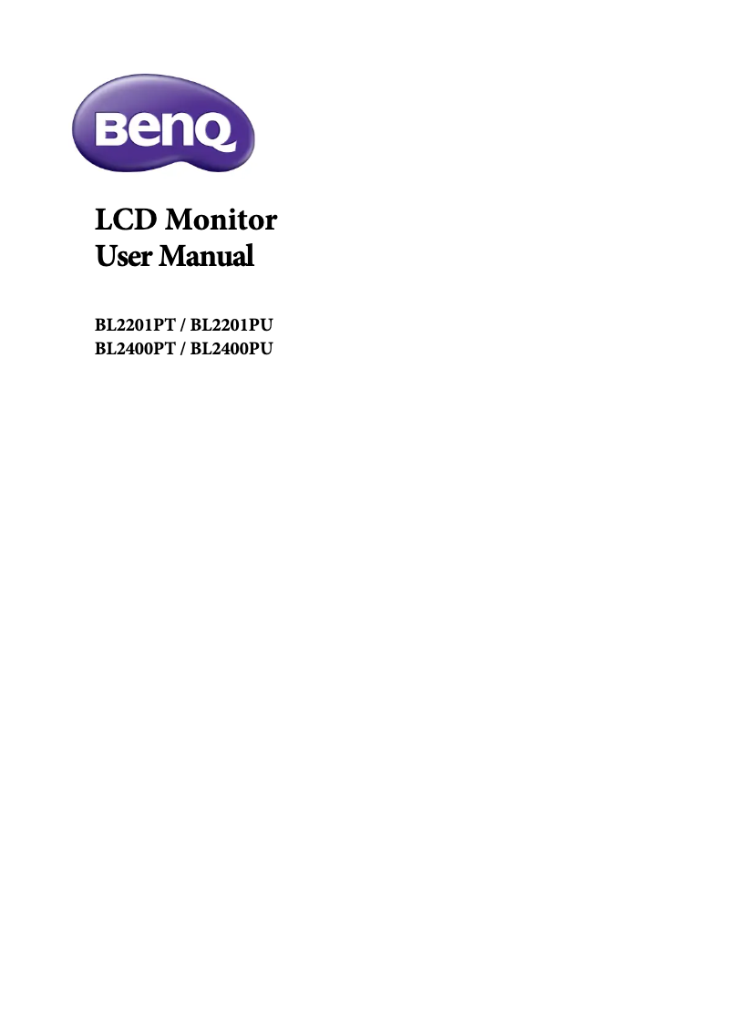 Page 1 de la notice Manuel utilisateur BenQ BL2201PT