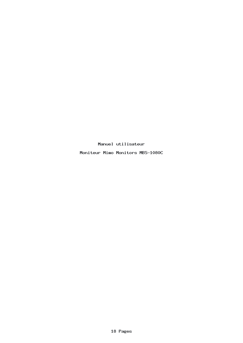 Page 1 de la notice Manuel utilisateur Mimo Monitors MBS-1080C