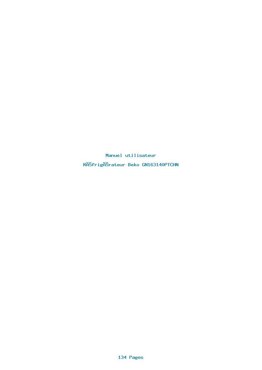 Page 1 de la notice Manuel utilisateur Beko GN163140PTCHN