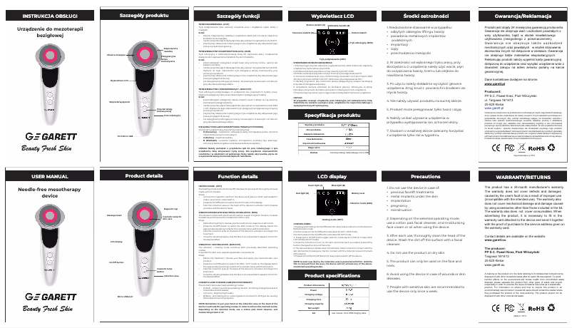 Page 1 of the manual User Manual Garett Fresh Skin