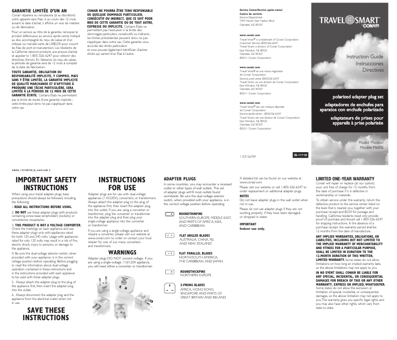 Página 1 del manual Manual de usuario Conair M600X