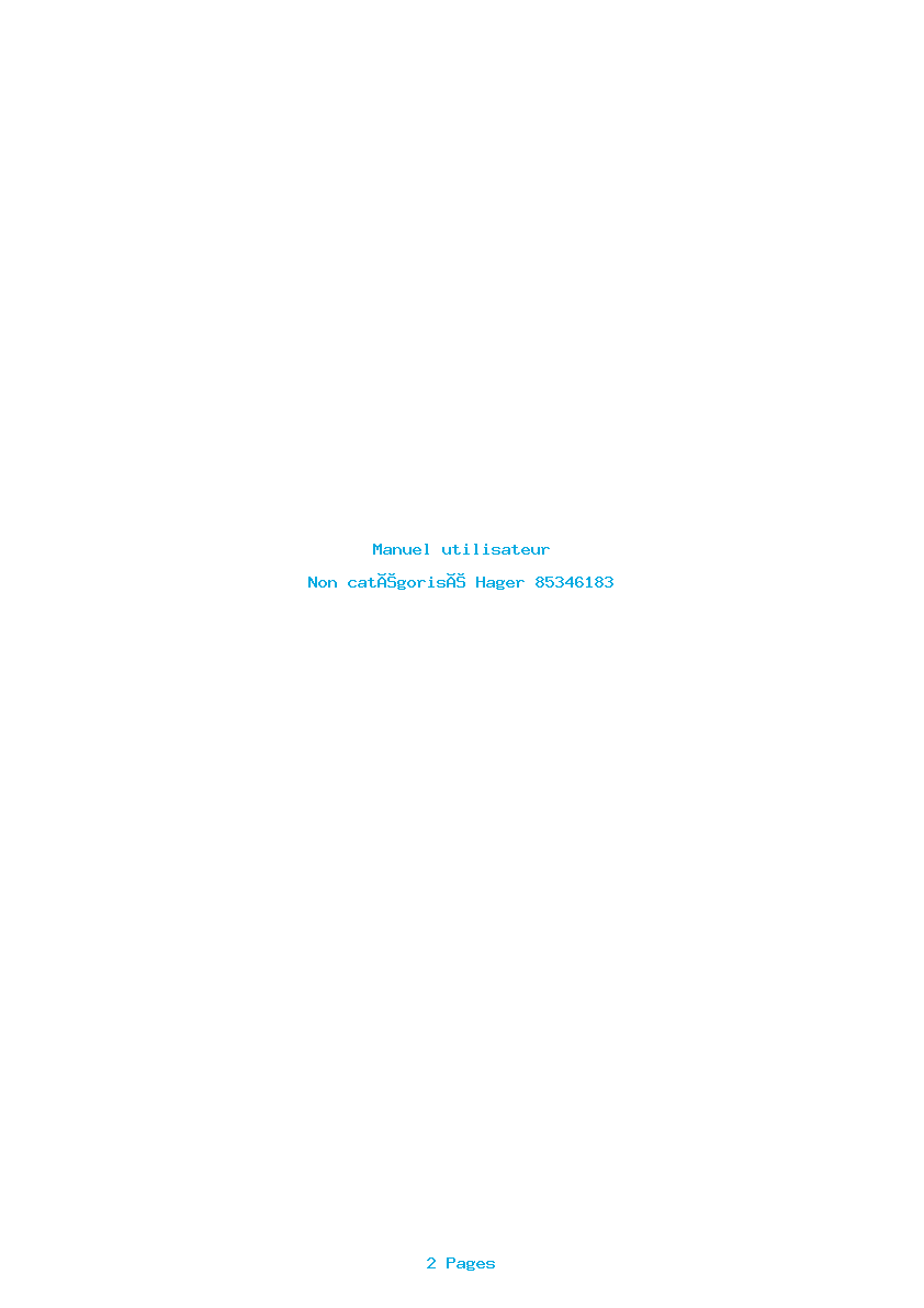 Page 1 de la notice Manuel utilisateur Hager 85346183