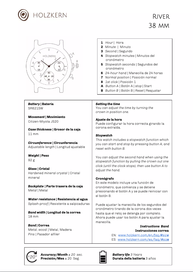Page 1 de la notice Manuel utilisateur Holzkern Tinto
