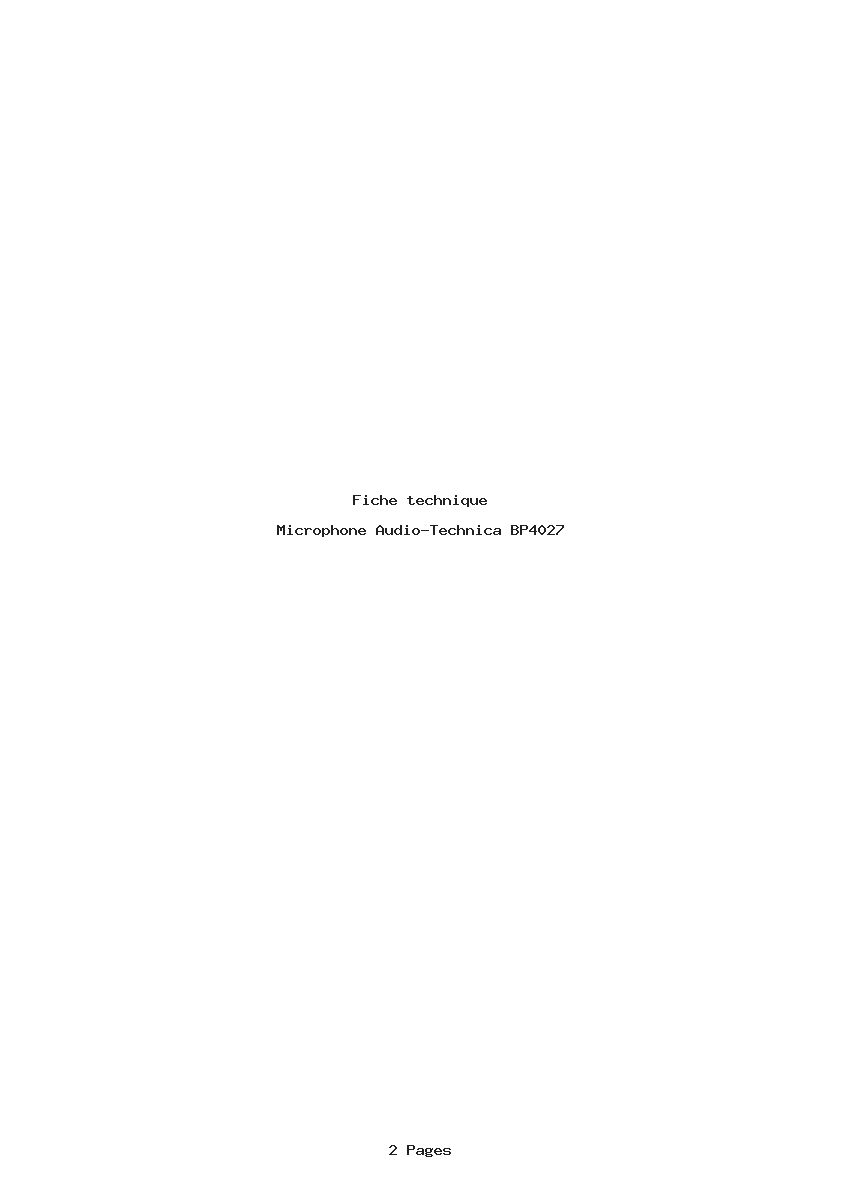 Page 1 de la notice Fiche technique Audio-Technica BP4027
