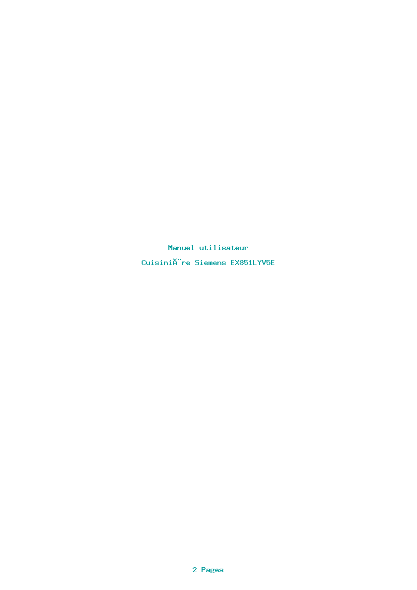Page 1 de la notice Manuel utilisateur Siemens EX851LYV5E