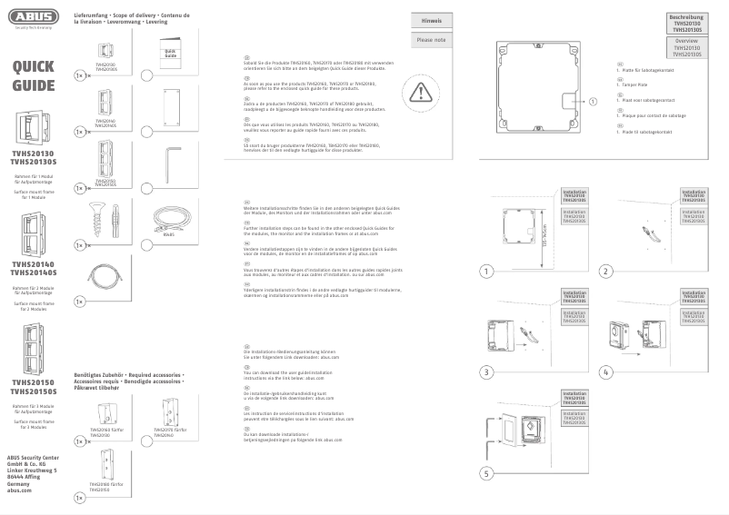 Page 1 de la notice Manuel utilisateur Abus TVHS20130S