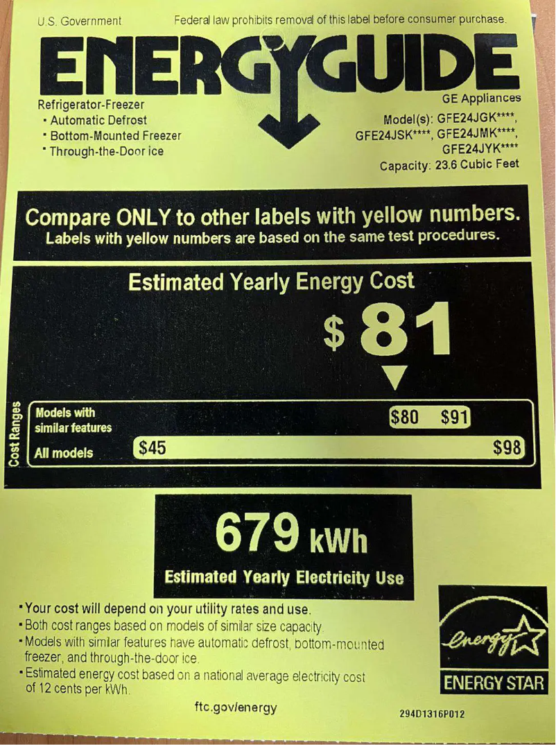 Página 1 del manual Etiqueta energética GE GFE24JYKFS