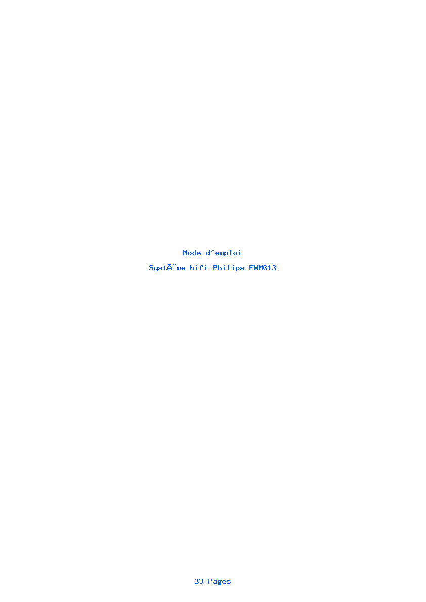 Page 1 de la notice Mode d'emploi Philips FWM613