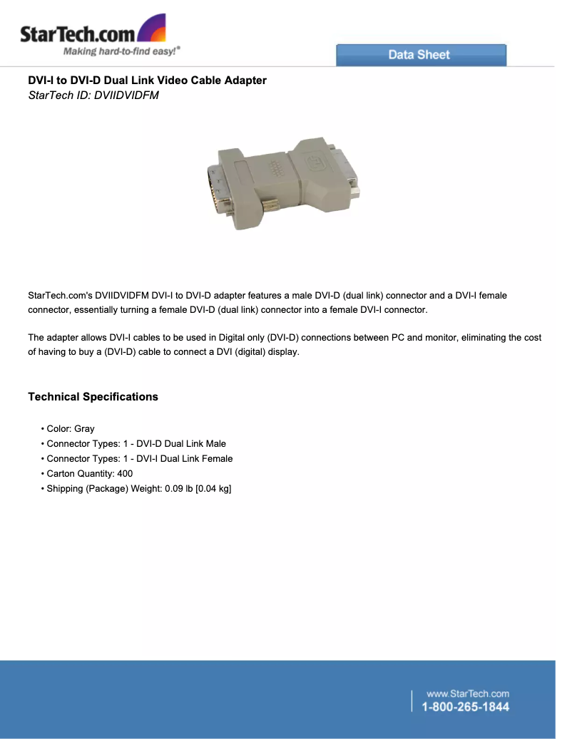 Page 1 de la notice Manuel utilisateur StarTech.com DVIIDVIDFM