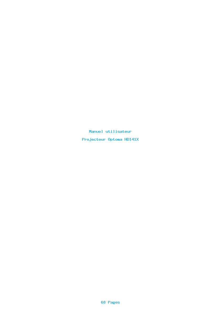 Page 1 de la notice Manuel utilisateur Optoma HD141X