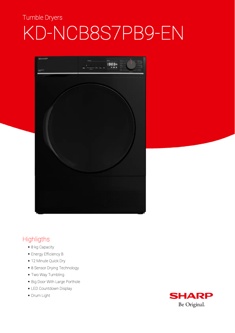 Página 1 del manual Ficha técnica Sharp KD-NCB8S7PB9-EN