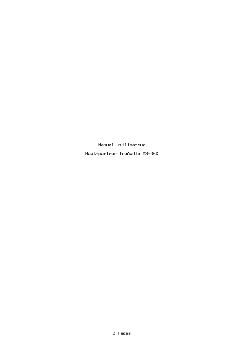 Page 1 de la notice Manuel utilisateur TruAudio AS-360