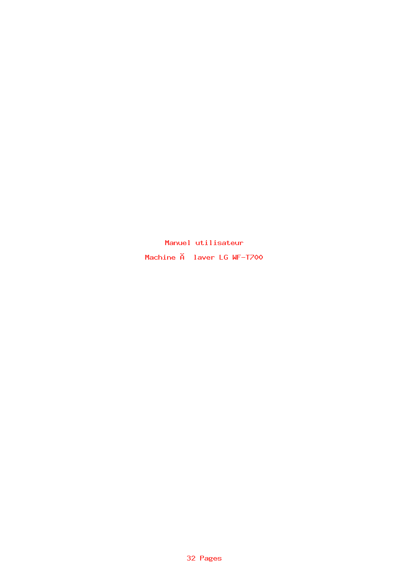 Page 1 de la notice Manuel utilisateur LG WF-T700
