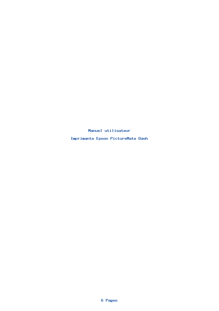 Page 1 de la notice Manuel utilisateur Epson PictureMate Dash