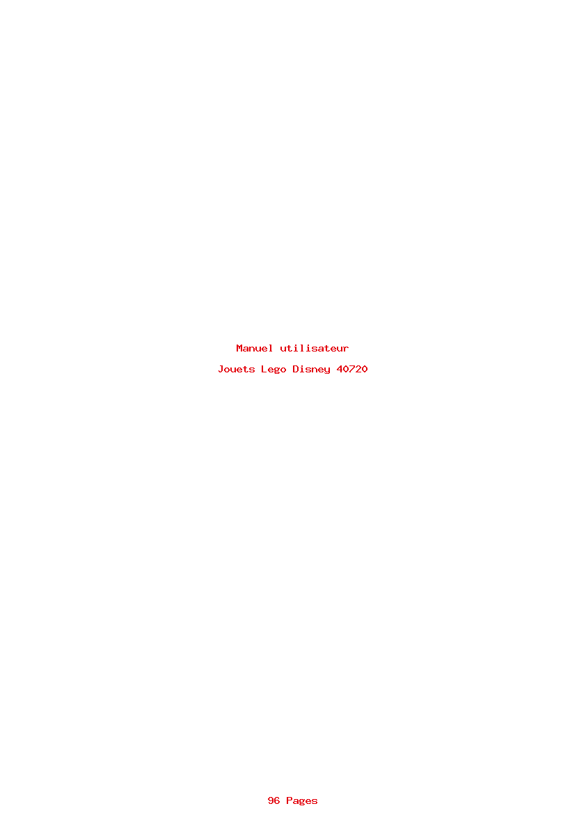 Page 1 de la notice Manuel utilisateur Lego Disney 40720
