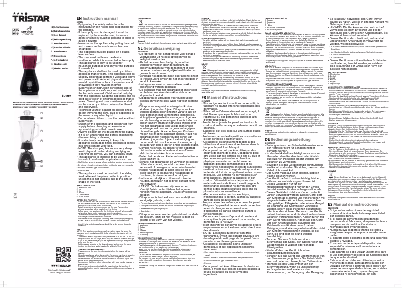 Page 1 de la notice Manuel utilisateur TriStar BL-4450