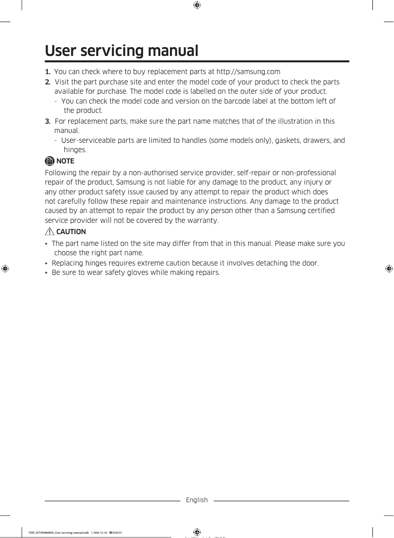 Página 1 del manual Manual de usuario Samsung RT46K6335SL