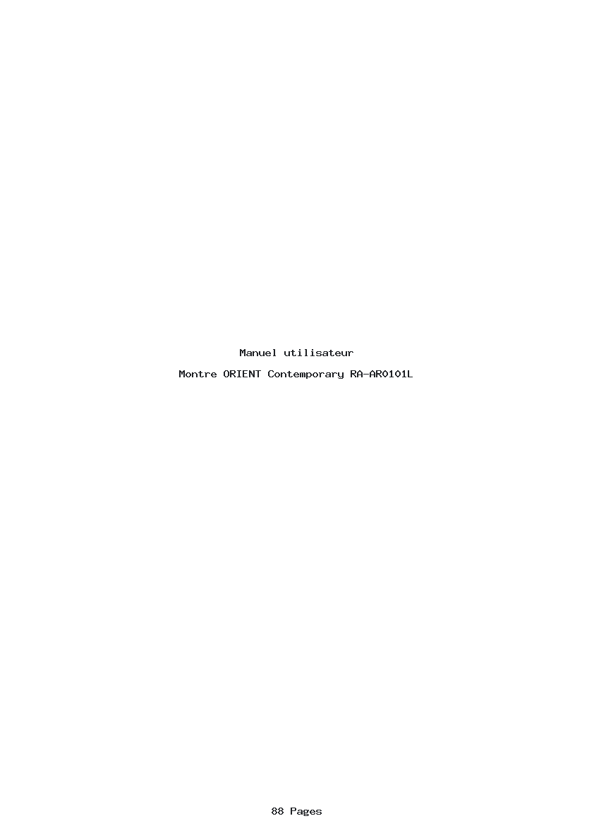 Page 1 de la notice Manuel utilisateur ORIENT Contemporary RA-AR0101L
